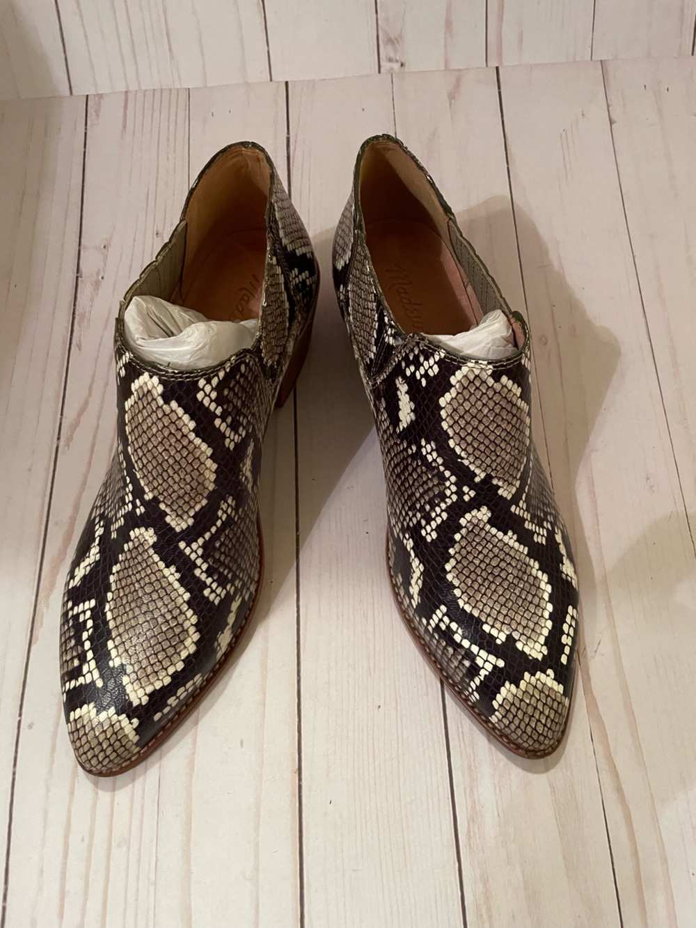 NWOT Madewell Sonia Low Chelsea Boot in Snake Embossed Leather size 7